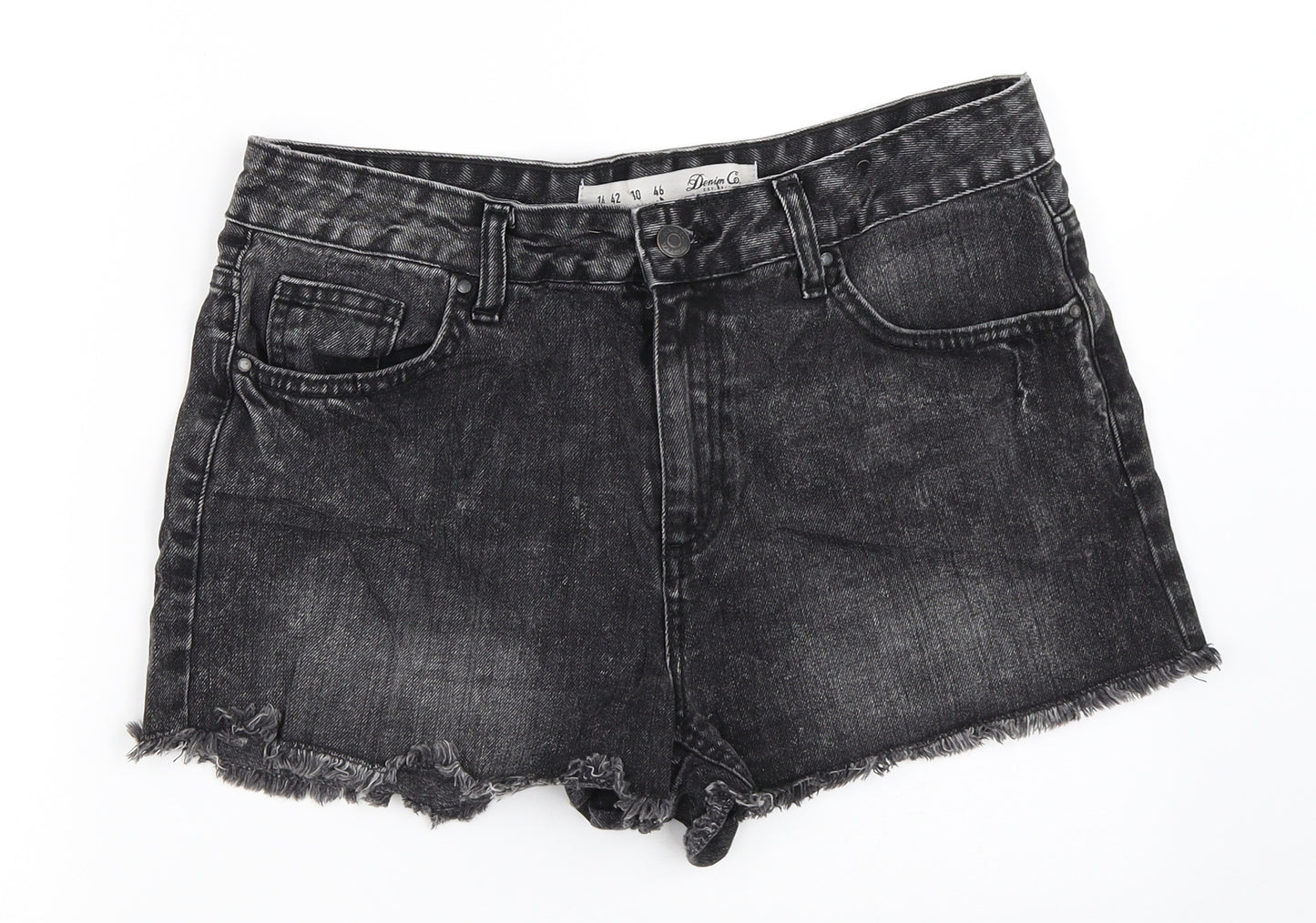 Primark Womens Black  Denim Hot Pants Shorts Size 14