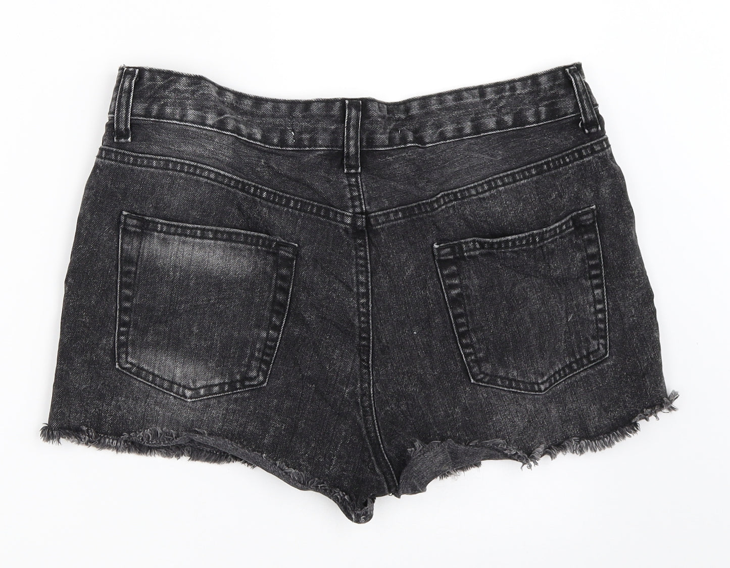 Primark Womens Black  Denim Hot Pants Shorts Size 14
