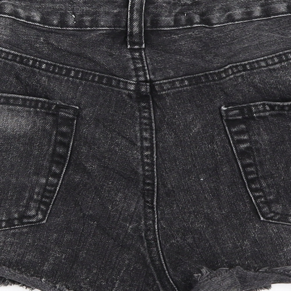 Primark Womens Black  Denim Hot Pants Shorts Size 14