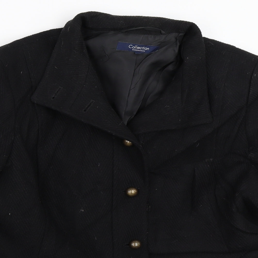 Debenhams Womens Black   Overcoat Coat Size 16
