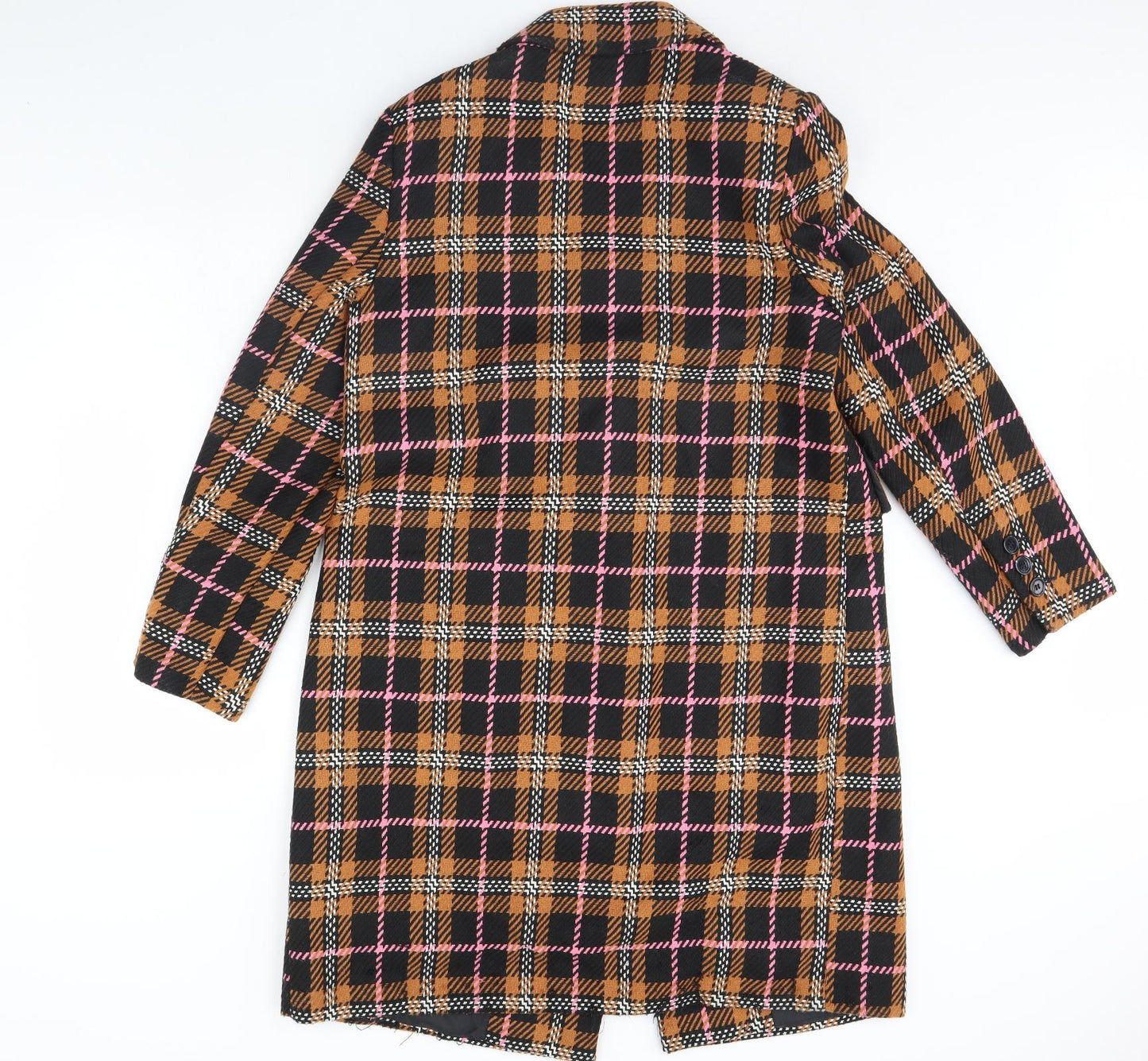 papay Womens Yellow Check  Overcoat Coat Size 14