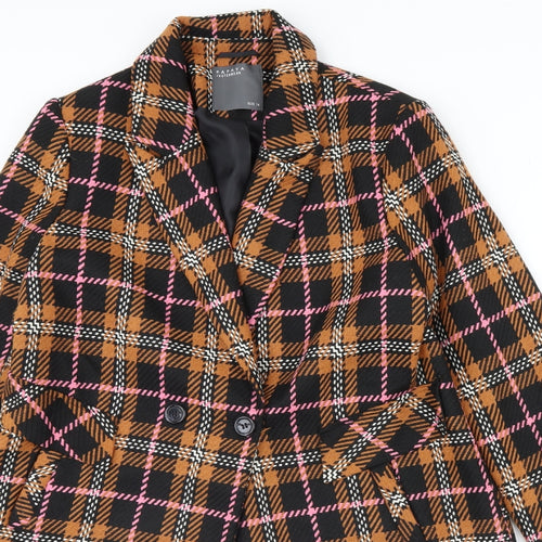 papay Womens Yellow Check  Overcoat Coat Size 14