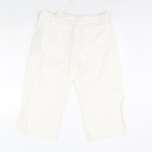 M&S Womens Ivory   Cropped Trousers Size 16 L20 in