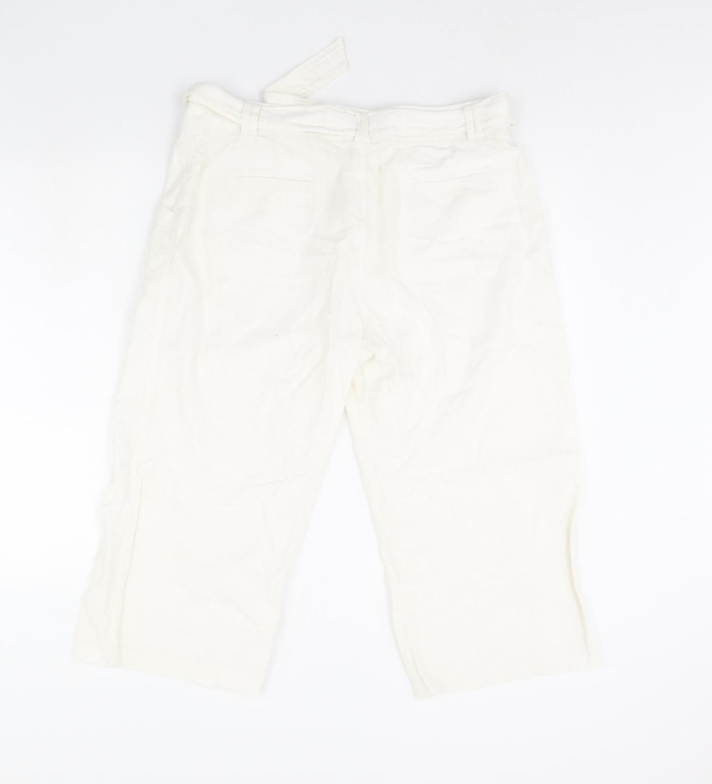 M&S Womens Ivory   Cropped Trousers Size 16 L20 in