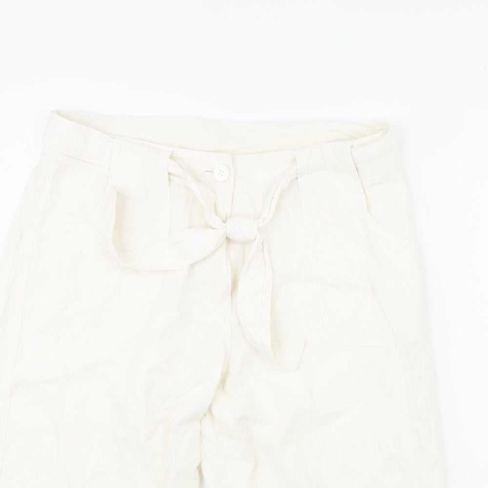 M&S Womens Ivory   Cropped Trousers Size 16 L20 in