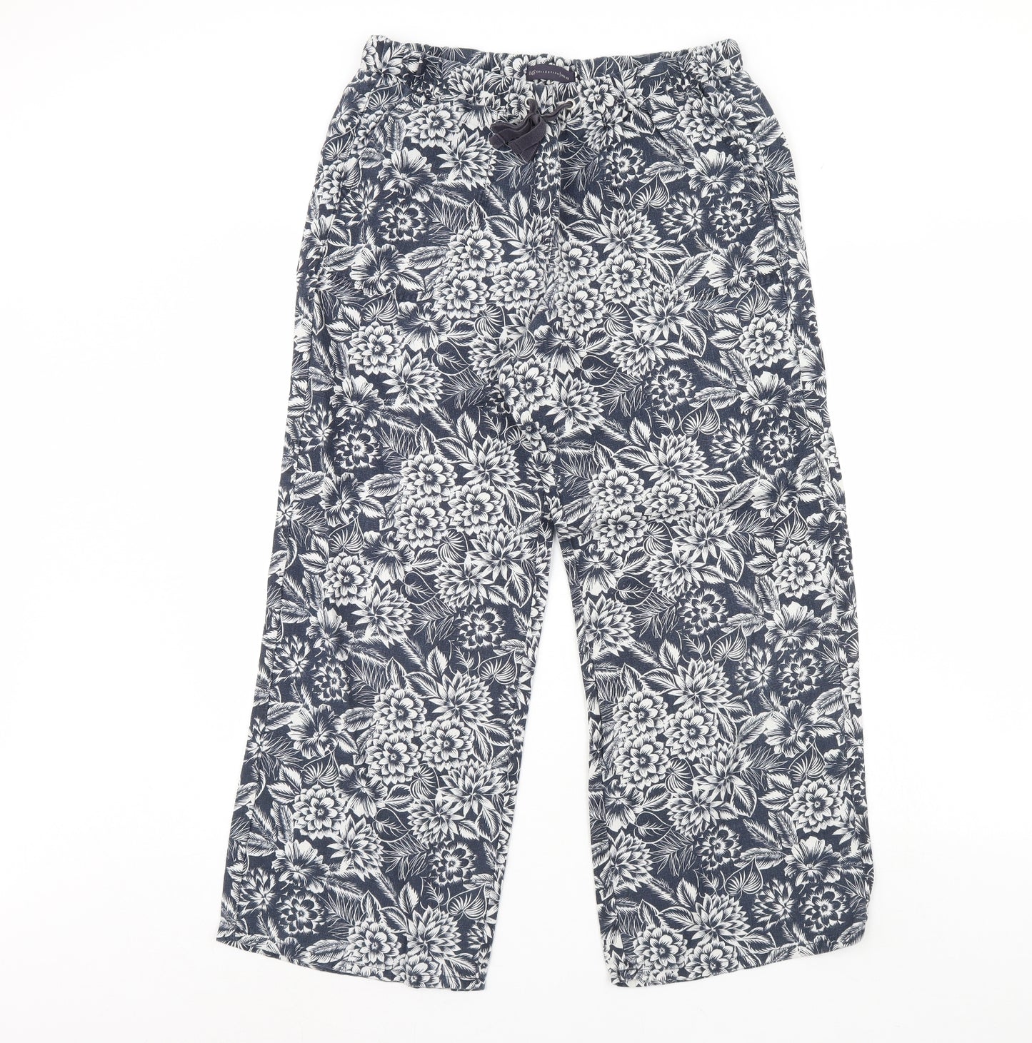 M&S Womens White Floral  Trousers  Size 12 L24 in