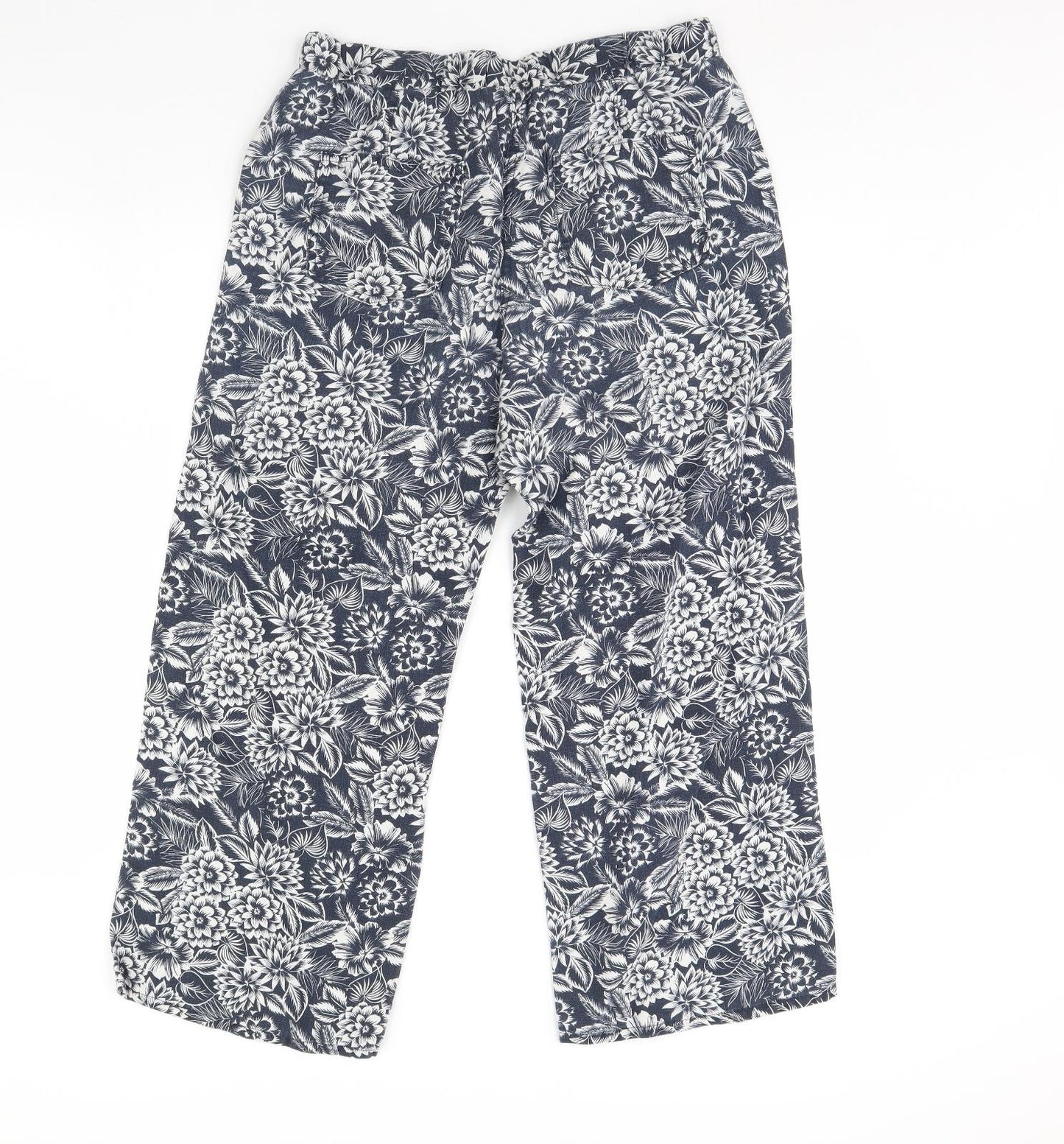 M&S Womens White Floral  Trousers  Size 12 L24 in