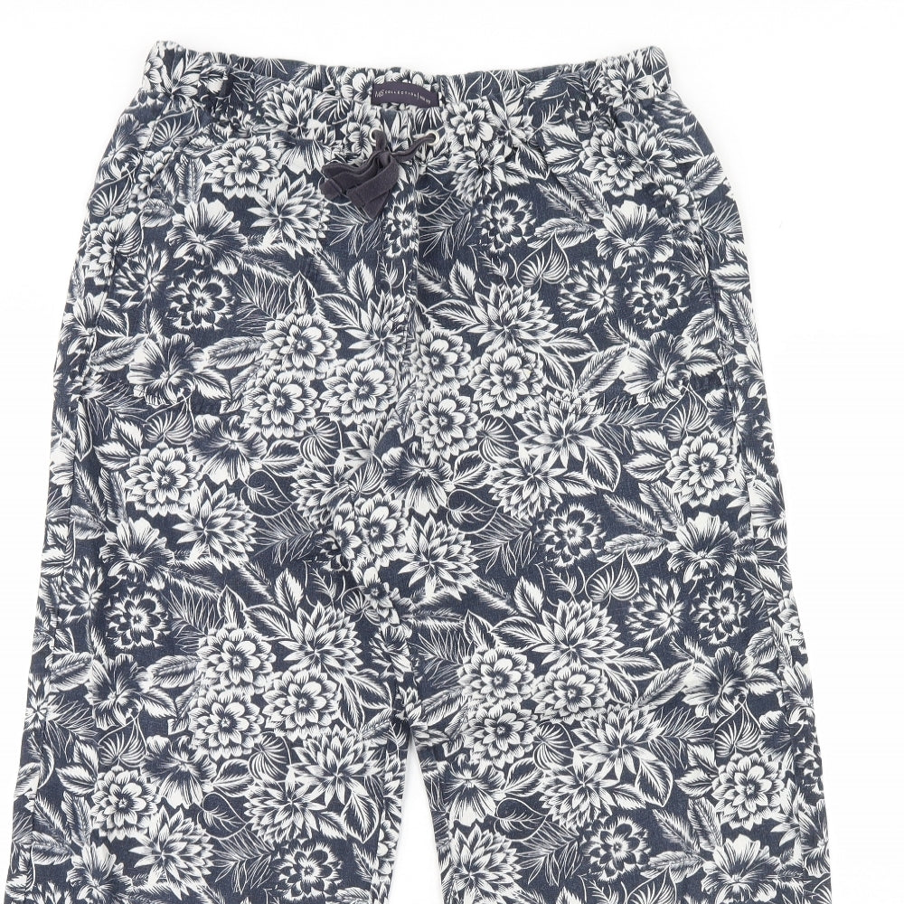 M&S Womens White Floral  Trousers  Size 12 L24 in