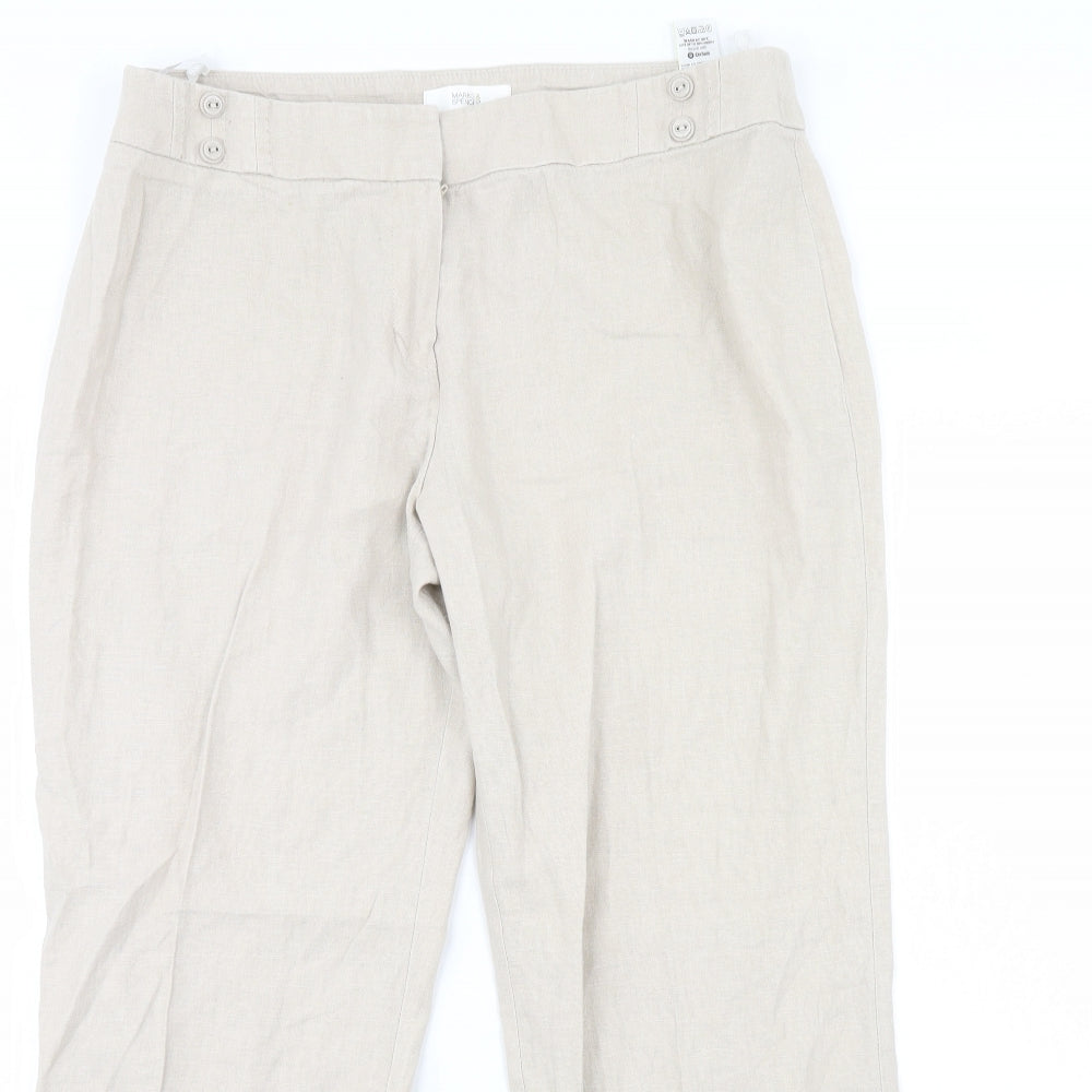 M&S Womens Beige   Trousers  Size 14 L30 in