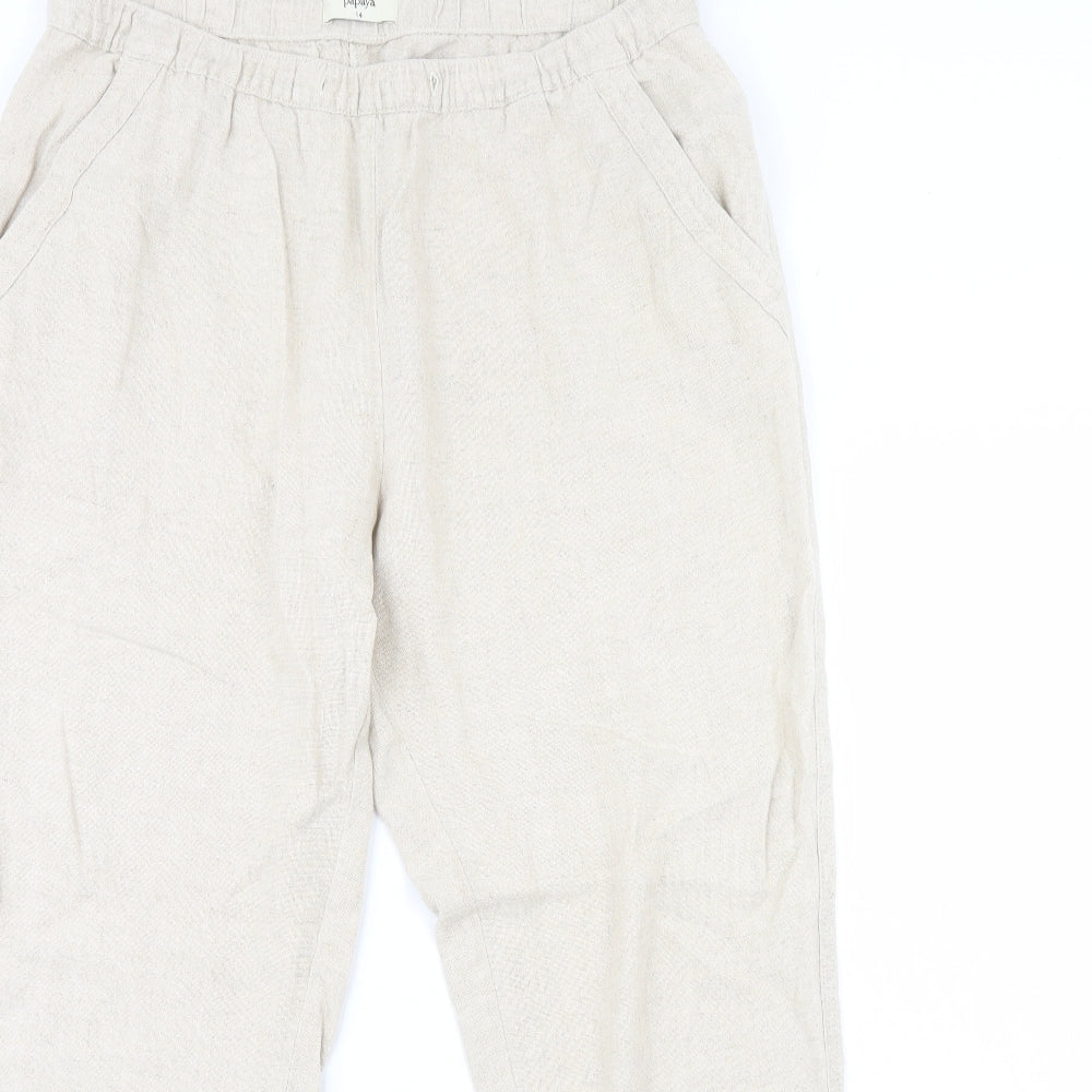 Papaya Womens Beige   Trousers  Size 14 L30 in