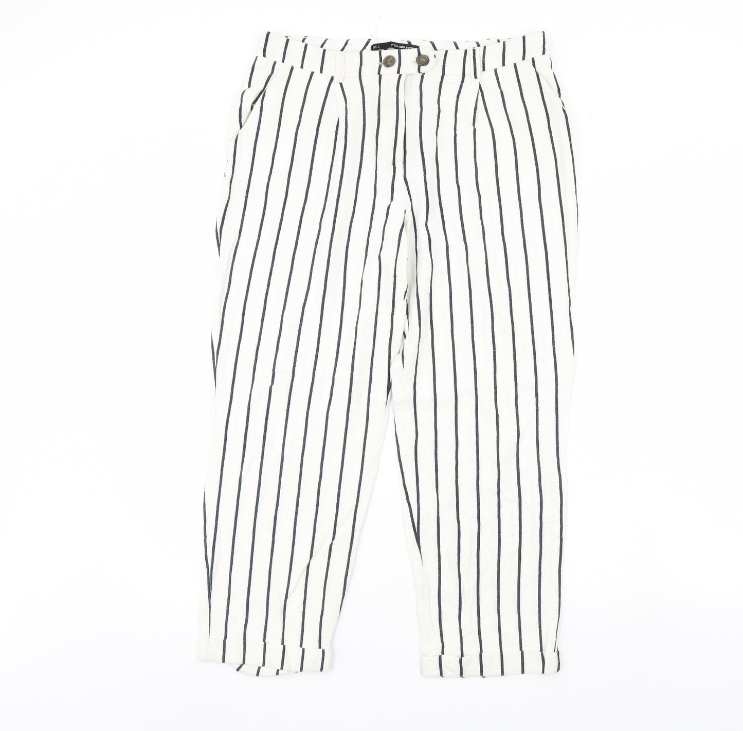 Sfera Womens Ivory Striped  Trousers  Size L L25 in