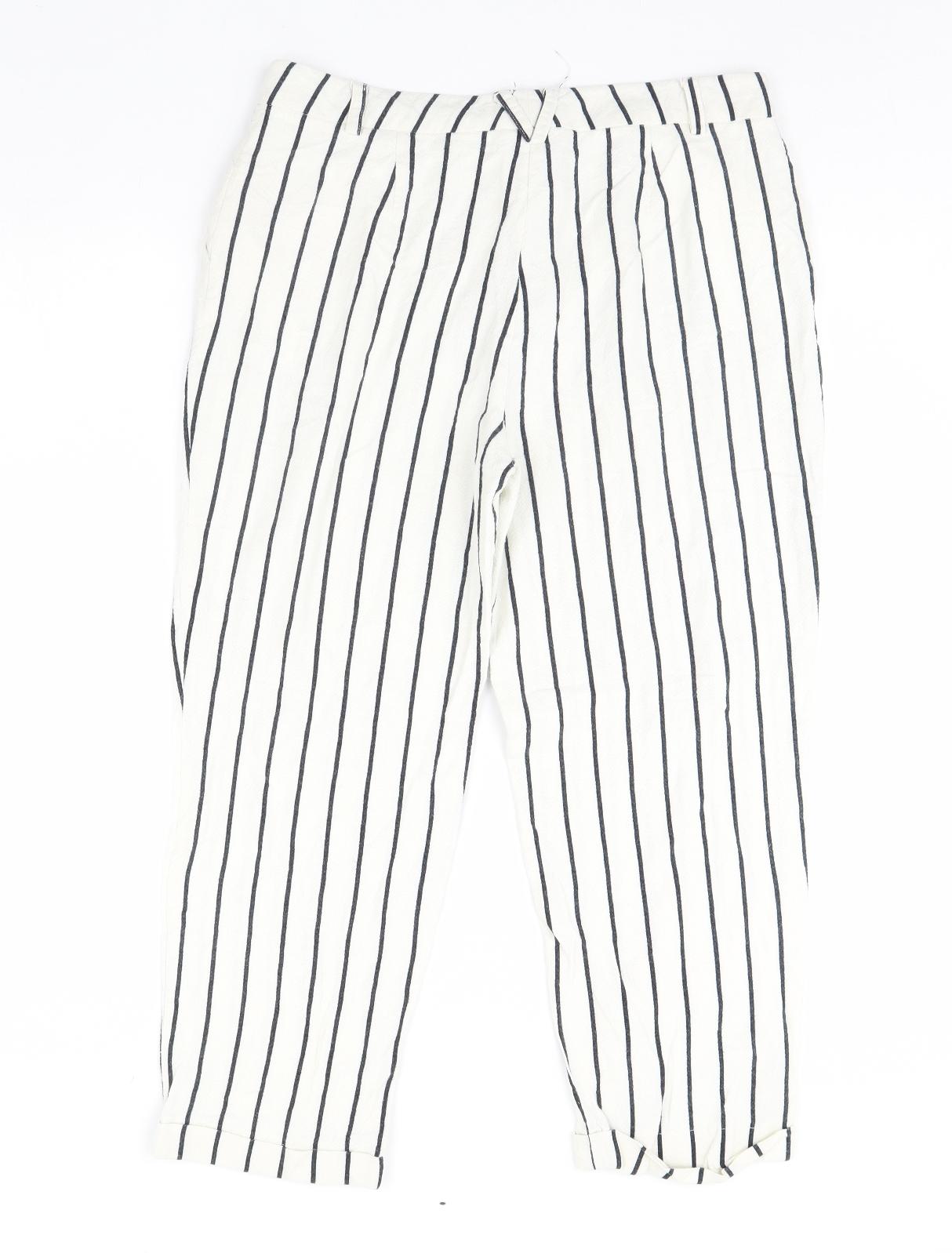 Sfera Womens Ivory Striped  Trousers  Size L L25 in
