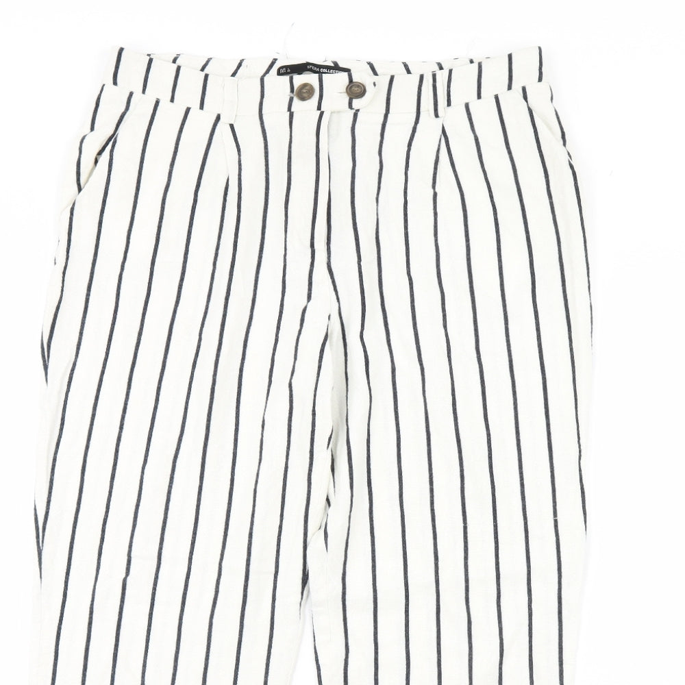 Sfera Womens Ivory Striped  Trousers  Size L L25 in