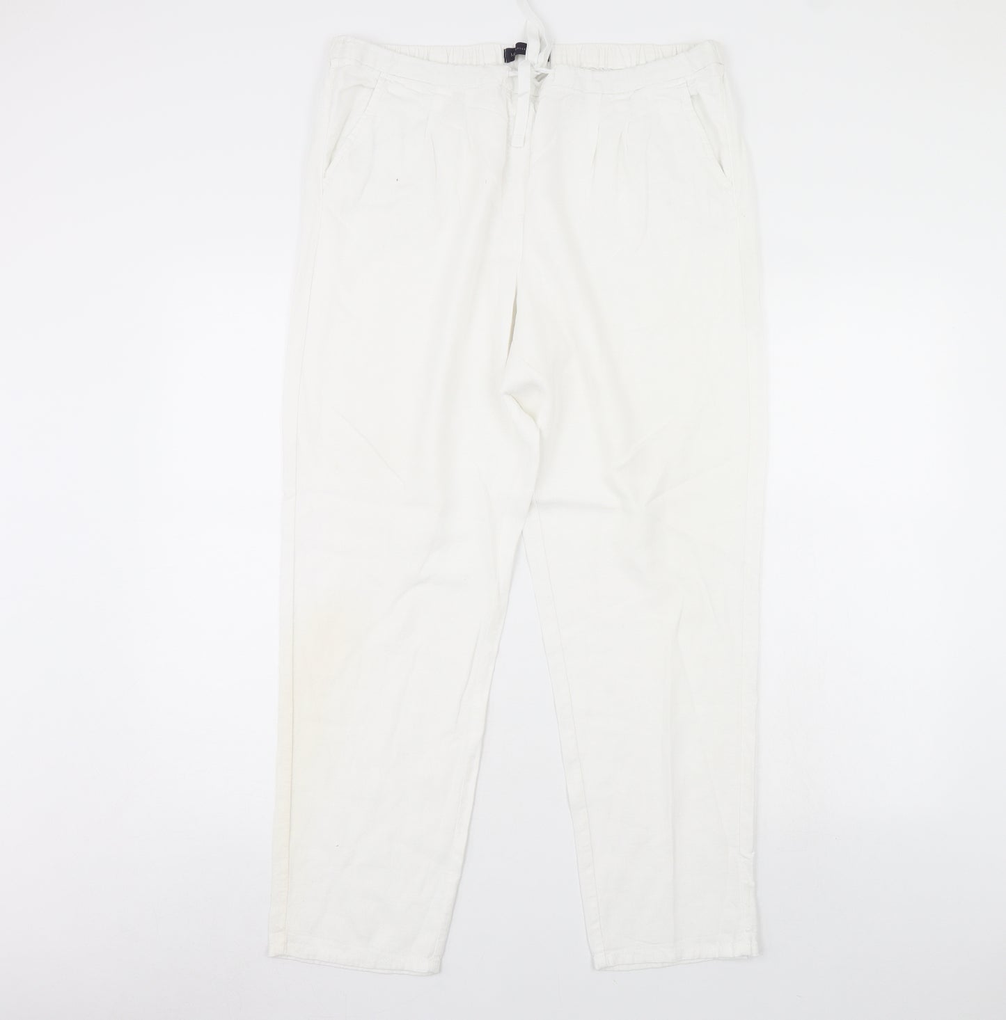 M&S Womens White   Trousers  Size 16 L30 in