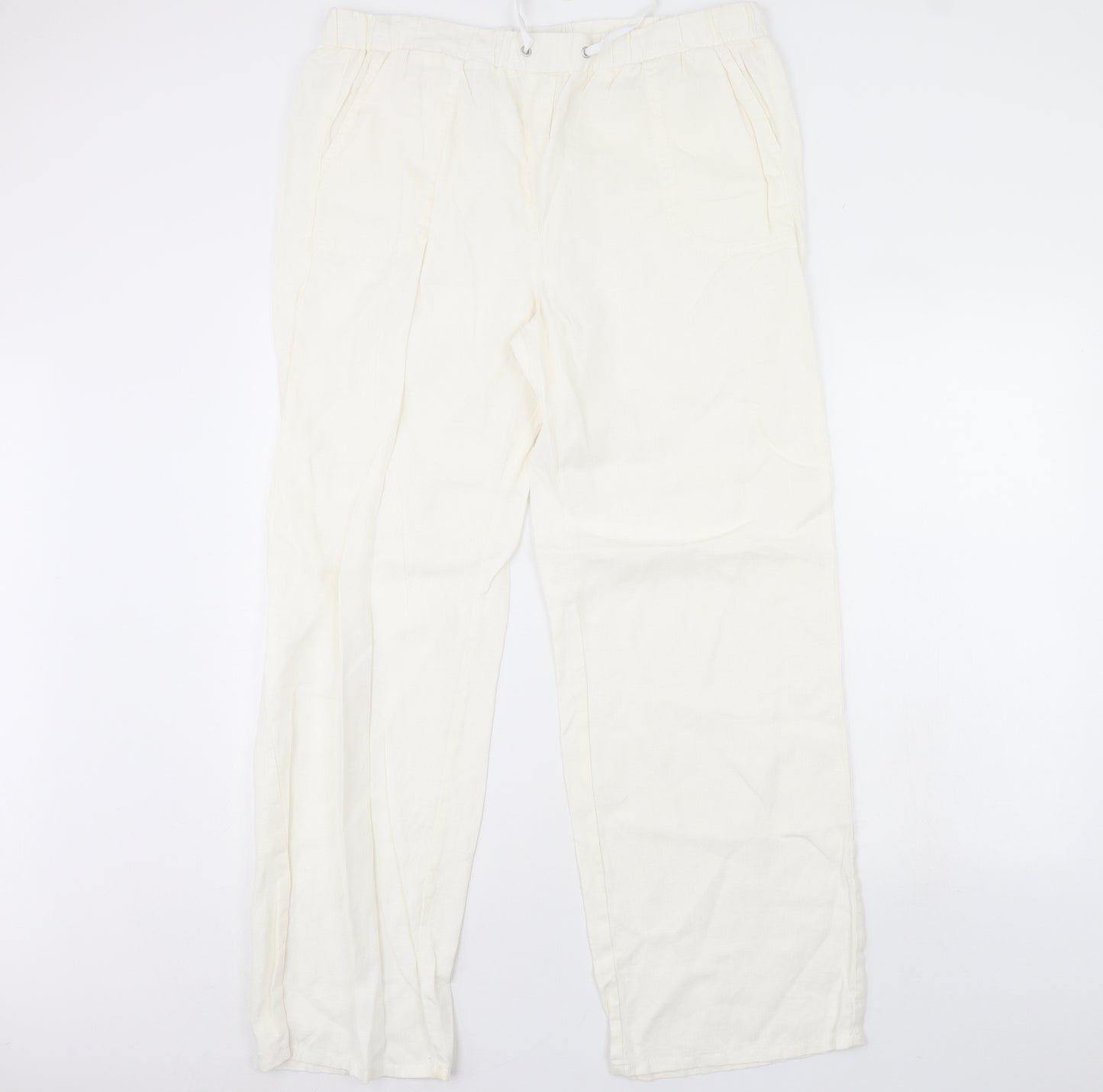 M&S Womens Ivory   Trousers  Size 16 L31 in