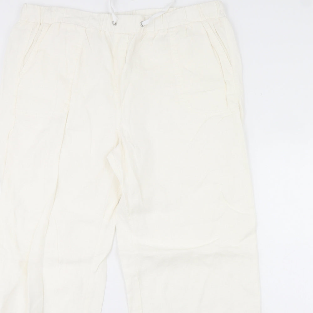 M&S Womens Ivory   Trousers  Size 16 L31 in