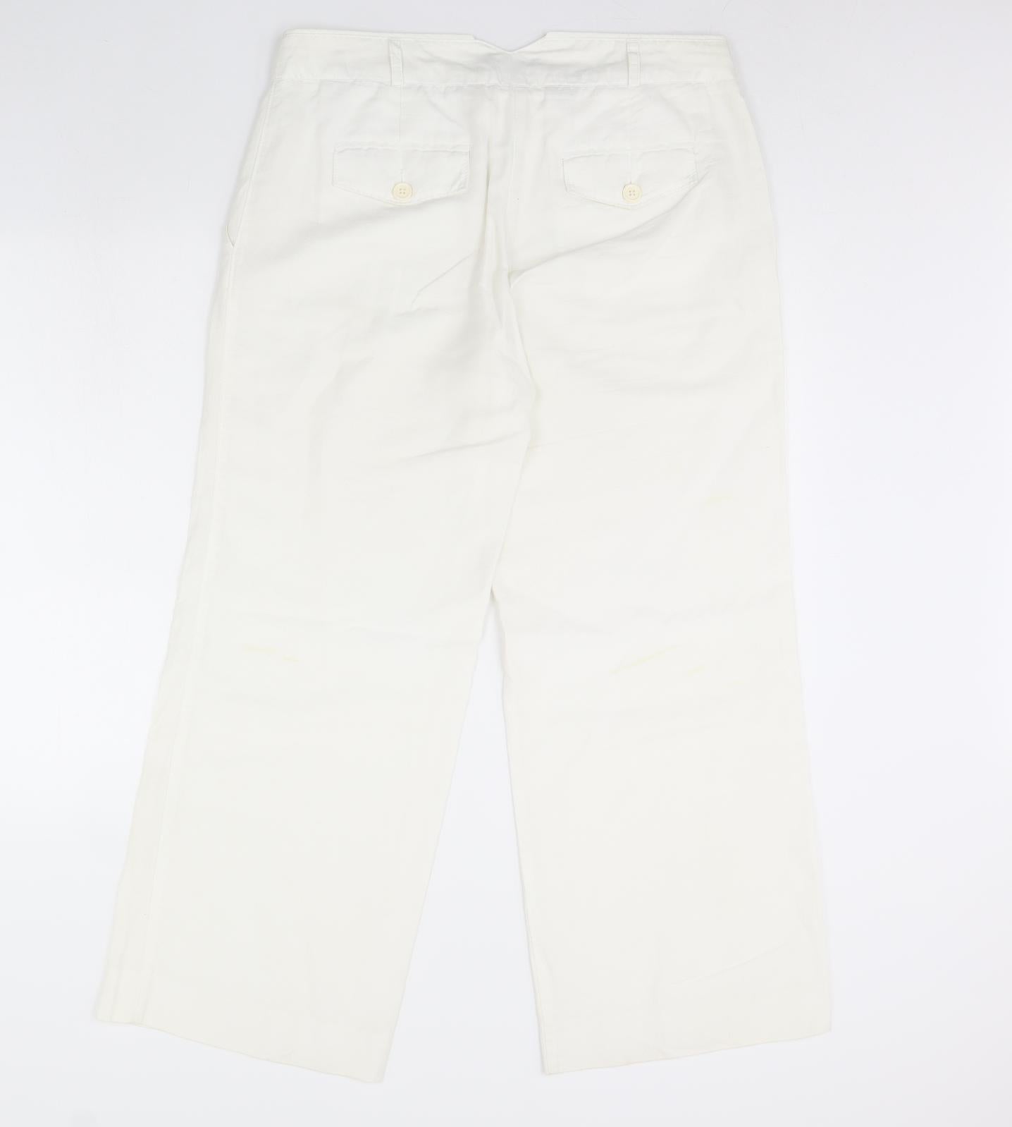 m&s Womens White   Trousers  Size 14 L31 in