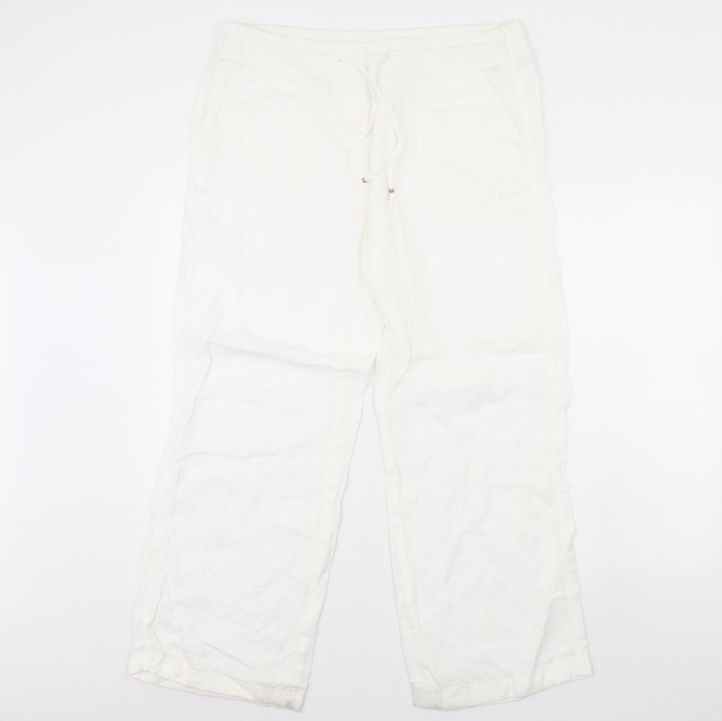 M&S Womens White   Trousers  Size 14 L30 in