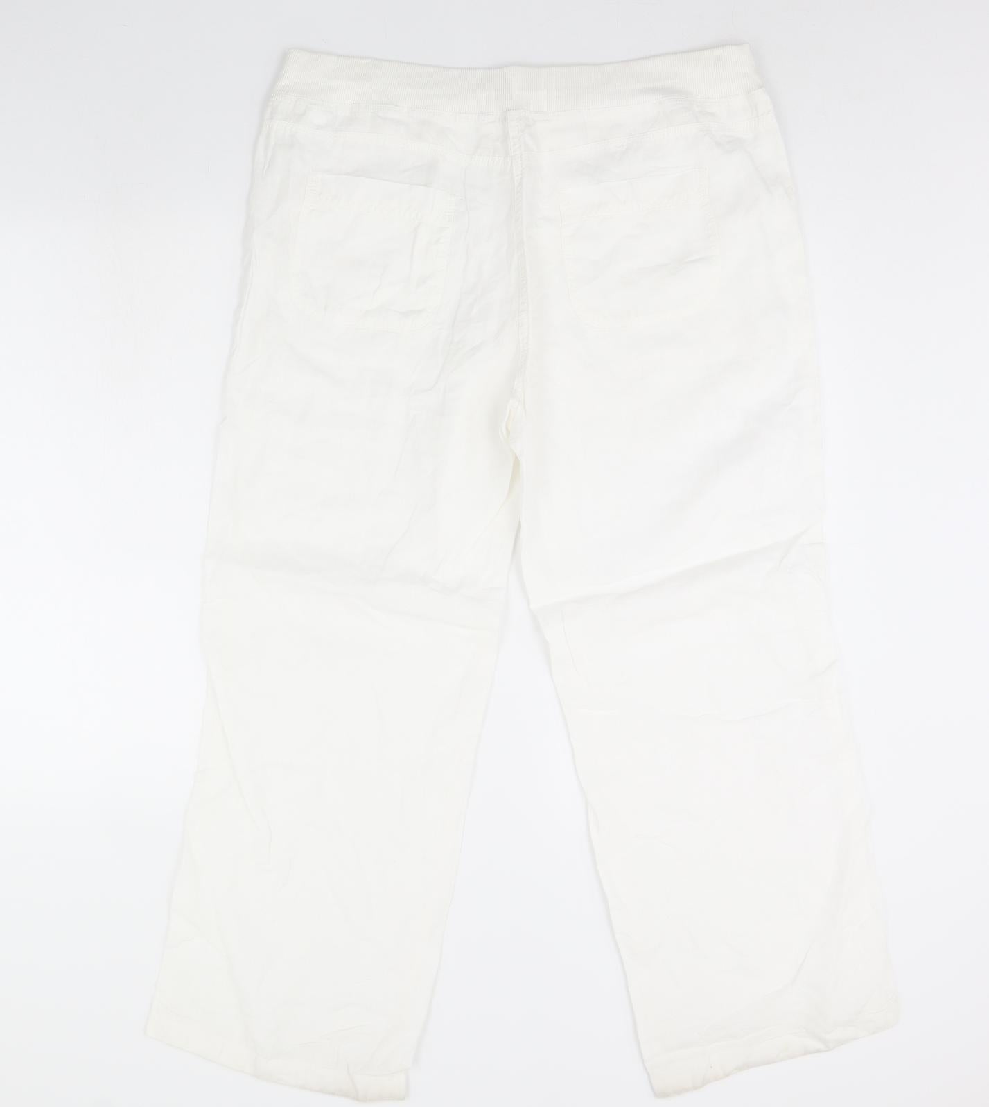 M&S Womens White   Trousers  Size 14 L30 in