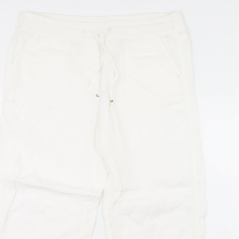 M&S Womens White   Trousers  Size 14 L30 in