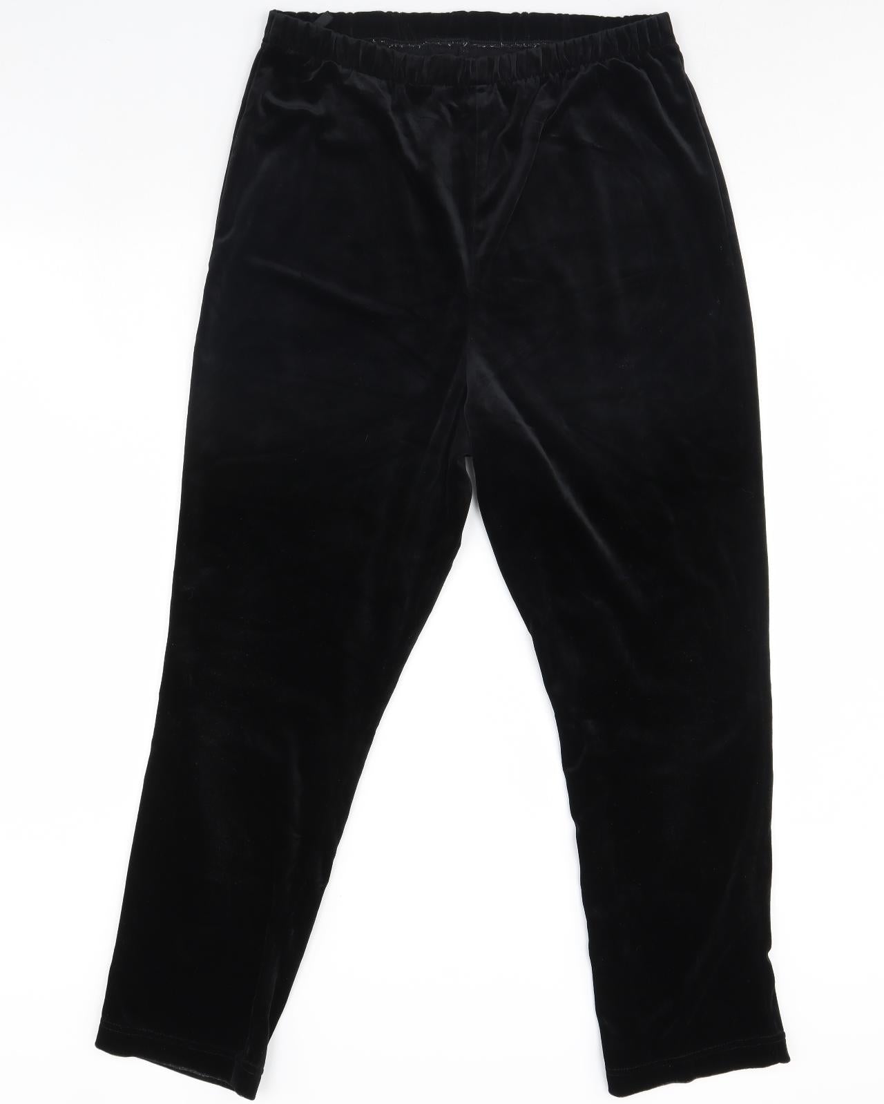 Mothercare Womens Black  Velour Trousers  Size 12 L30 in