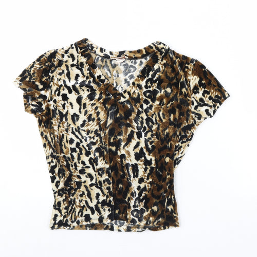 PREWO Womens Brown Animal Print Velour Cropped Tank Size M