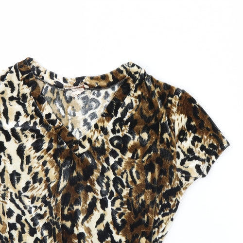 PREWO Womens Brown Animal Print Velour Cropped Tank Size M