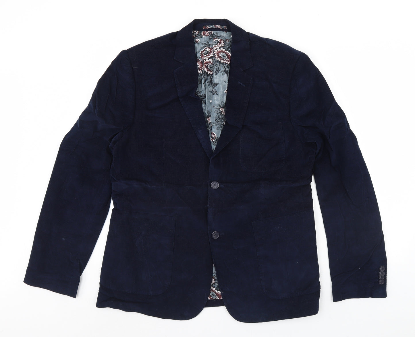 Feraud Mens Blue  Corduroy Jacket Blazer Size 44  - Shoulder Pads