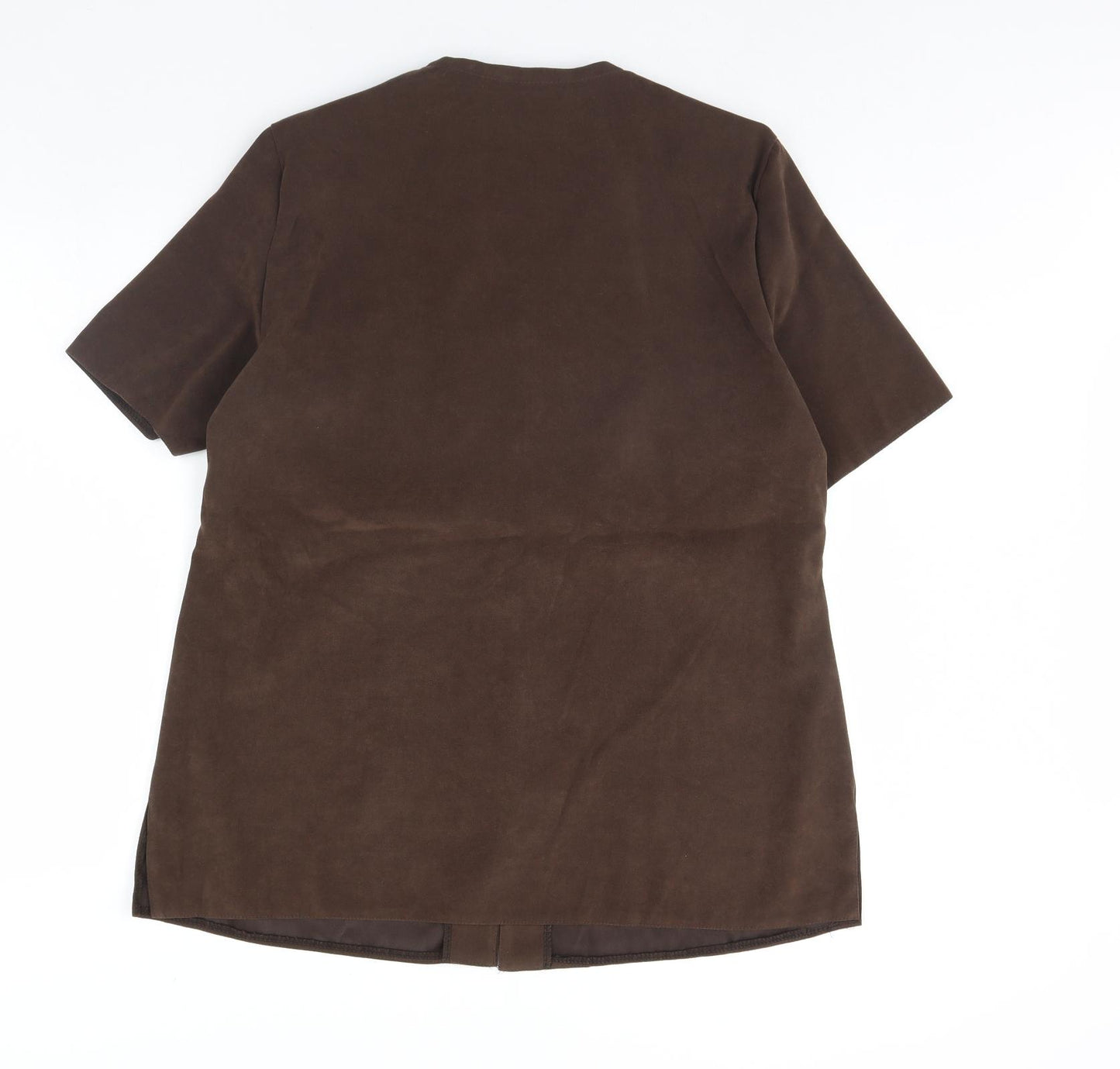 Preworn Womens Brown   Basic Button-Up Size 18  - Shoulder Pads