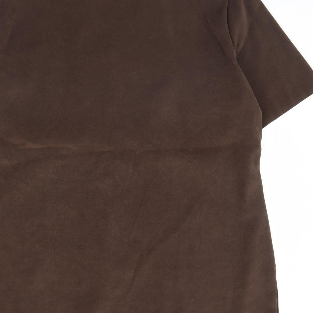 Preworn Womens Brown   Basic Button-Up Size 18  - Shoulder Pads