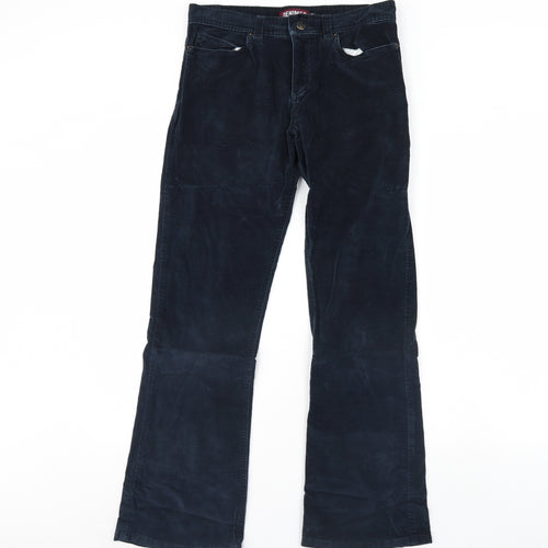 Denim & Co. Womens Blue  Velour Trousers  Size 10 L30 in