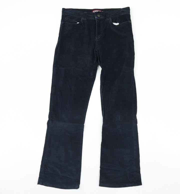 Denim & Co. Womens Blue Velour Trousers Size 10 L30 in