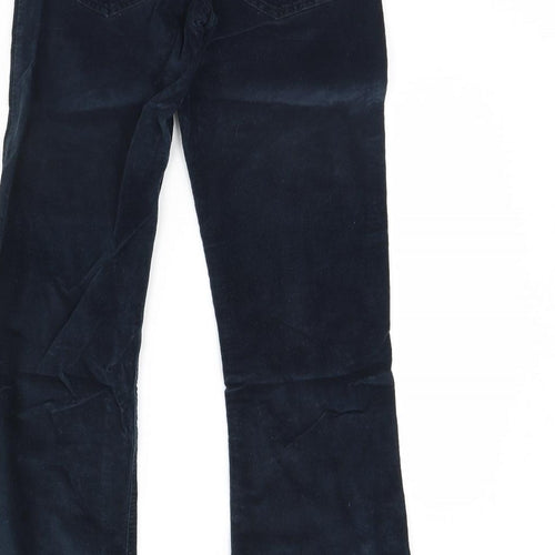 Denim & Co. Womens Blue  Velour Trousers  Size 10 L30 in