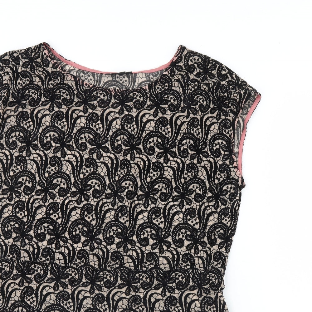 NEXT Womens Black Fair Isle  Basic Blouse Size 14