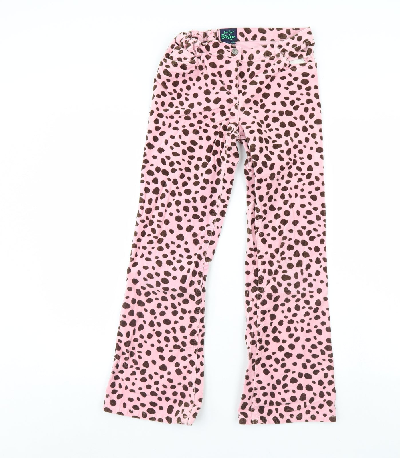 Mini Boden Girls Pink Animal Print Corduroy Straight Jeans Size 11 Years