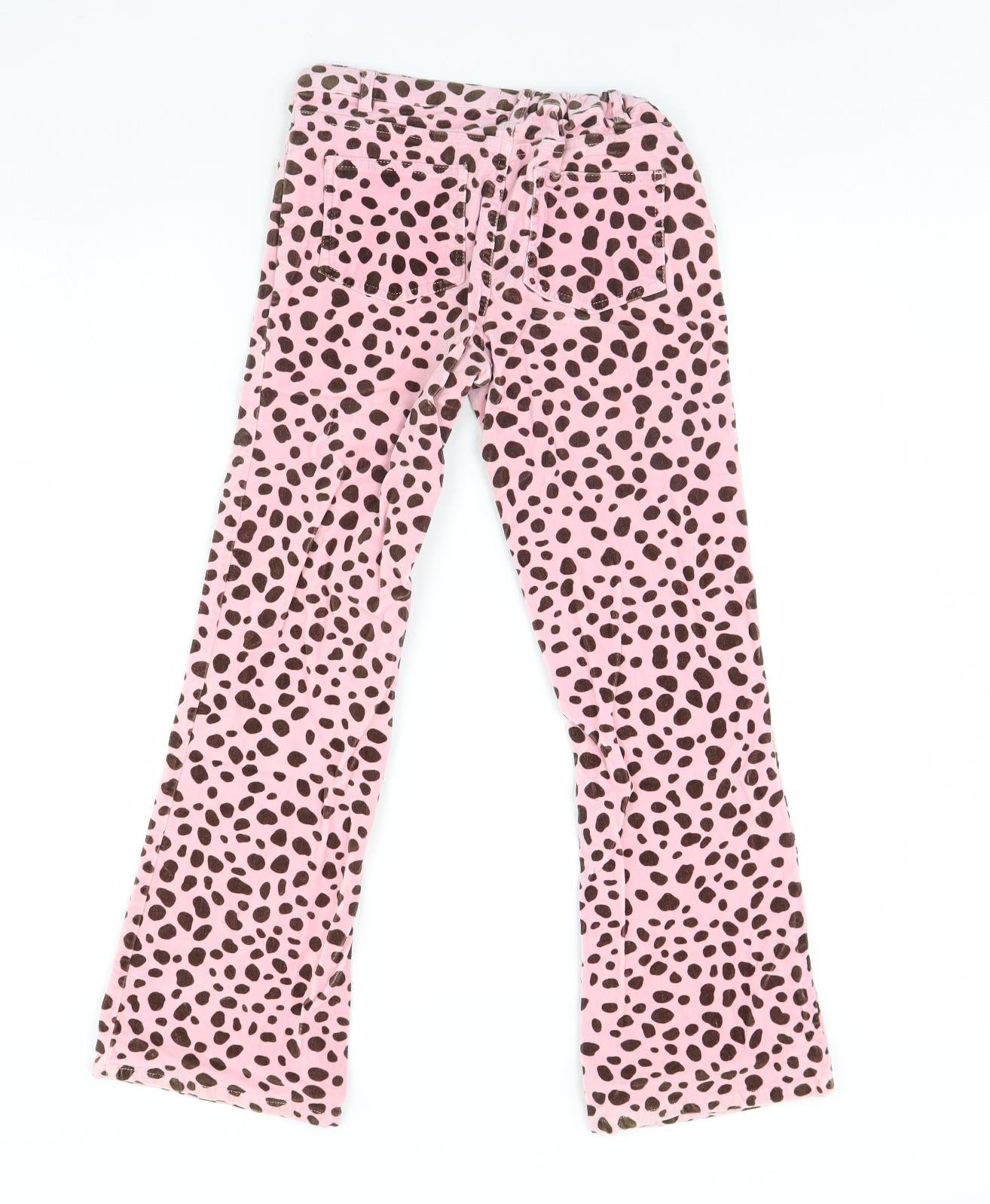 Mini Boden Girls Pink Animal Print Corduroy Straight Jeans Size 11 Years