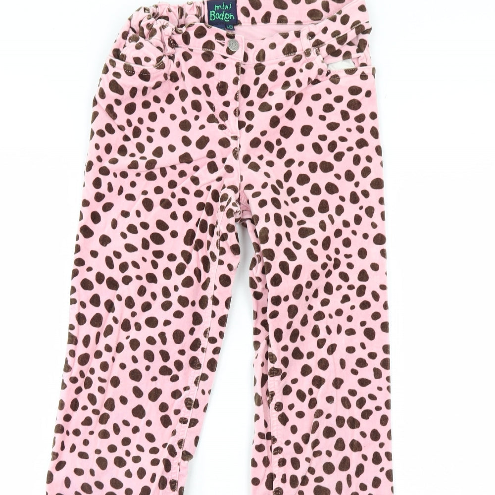Mini Boden Girls Pink Animal Print Corduroy Straight Jeans Size 11 Years