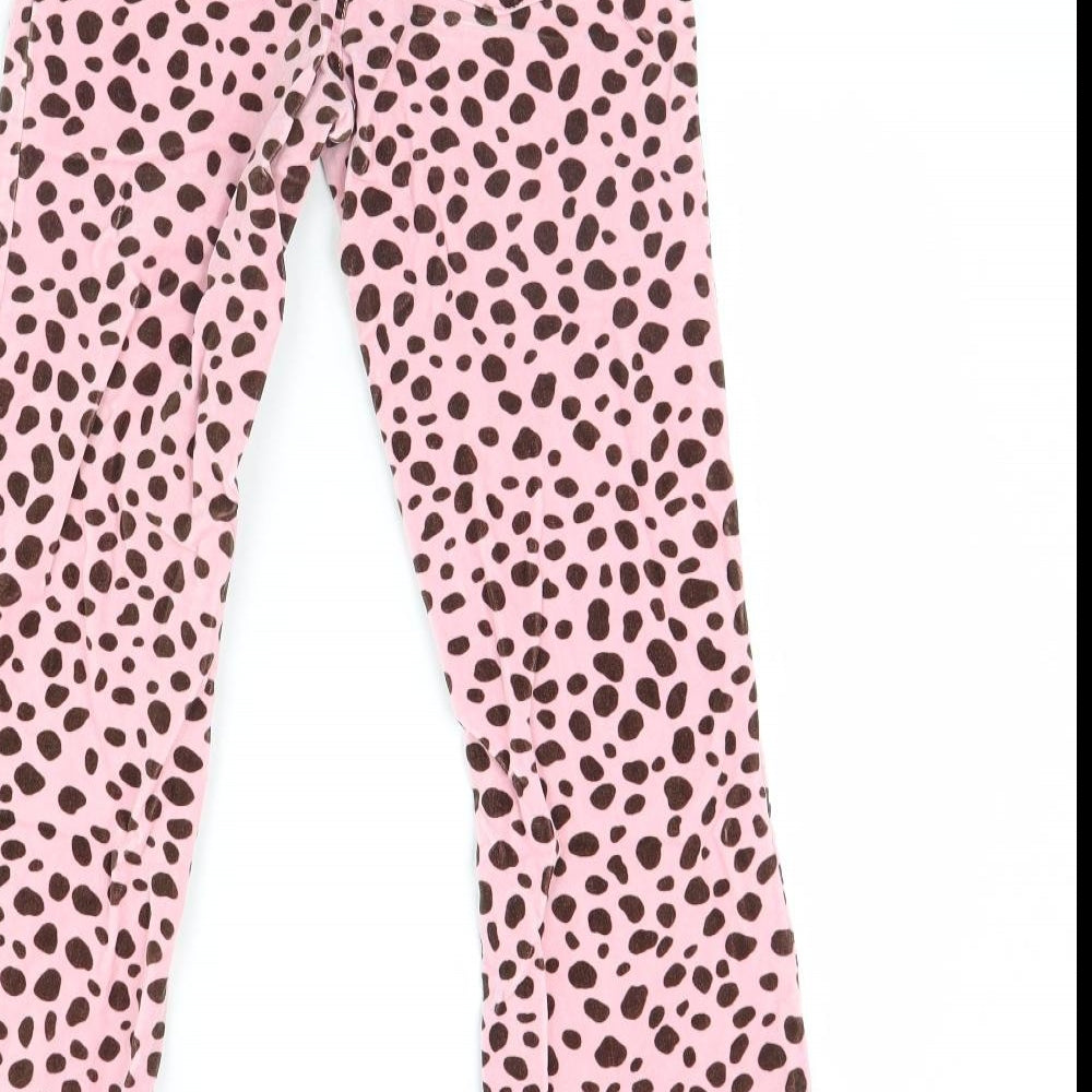 Mini Boden Girls Pink Animal Print Corduroy Straight Jeans Size 11 Years