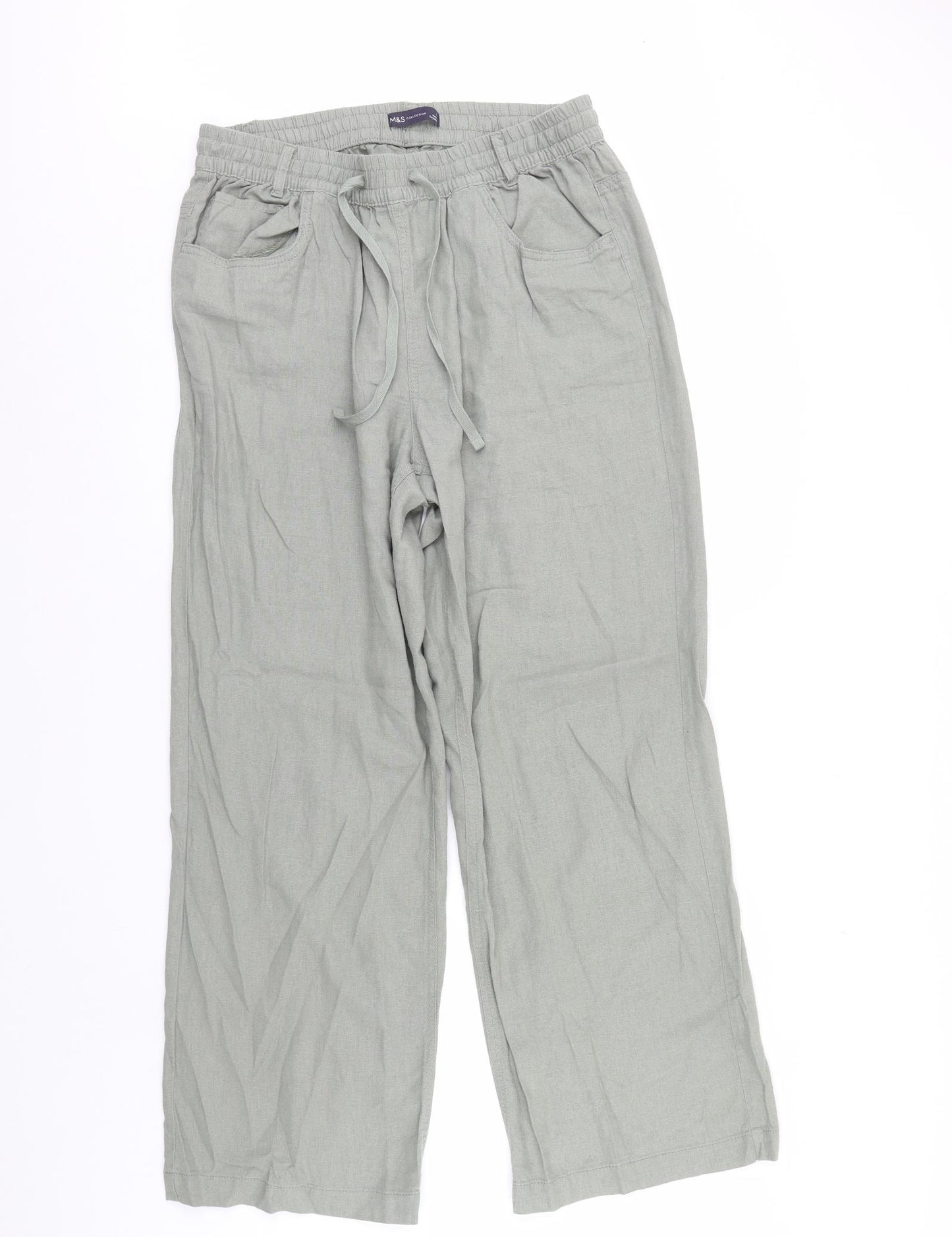 m&s Womens Green   Trousers  Size 14 L34 in