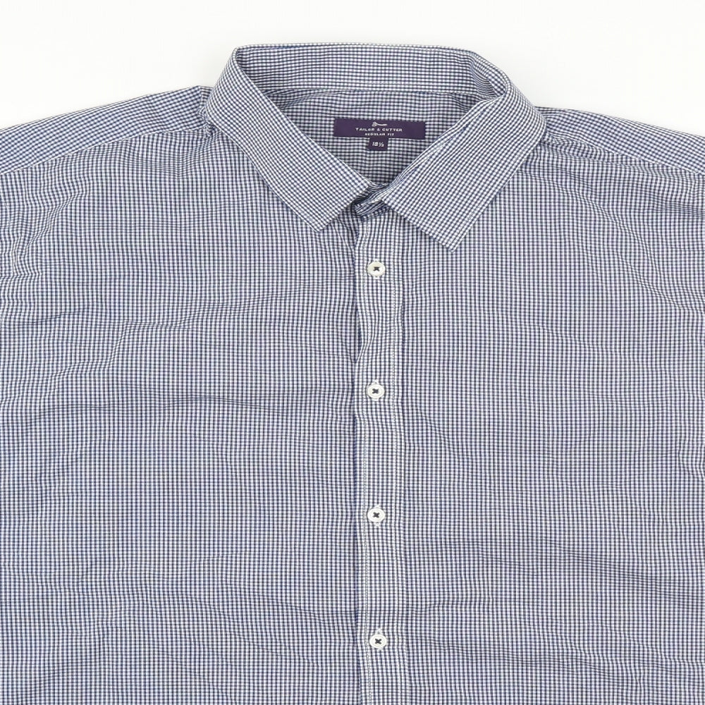 George Mens Blue Check   Dress Shirt Size 18.5