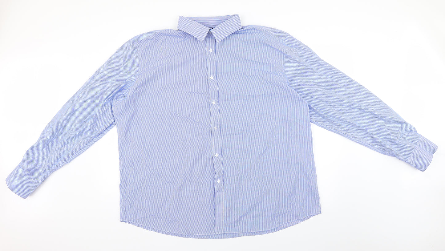 t&w Mens Blue Striped   Dress Shirt Size 18.5