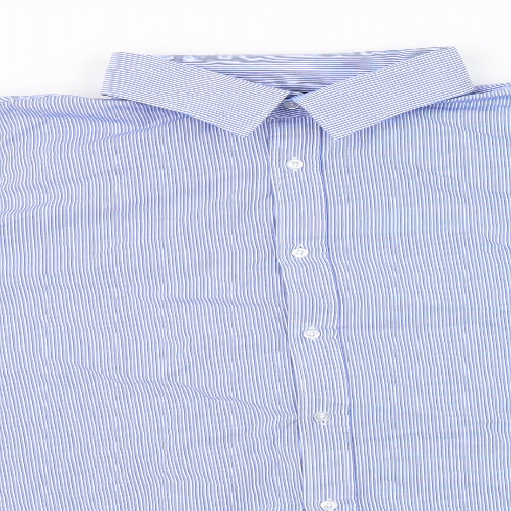 t&w Mens Blue Striped   Dress Shirt Size 18.5