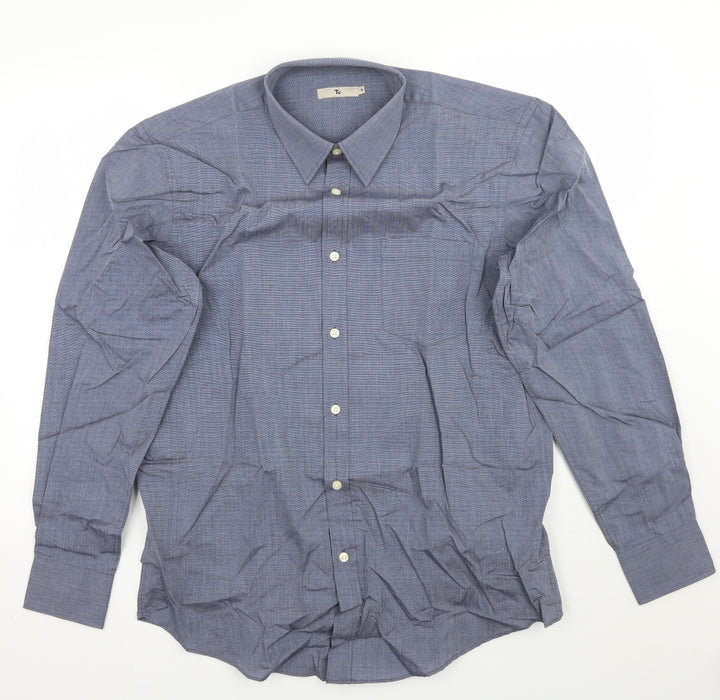 TU Mens Grey Button-Up Size 16