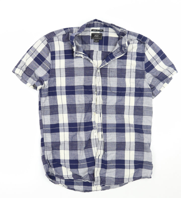 F&F Mens Blue Check Button-Up Size S