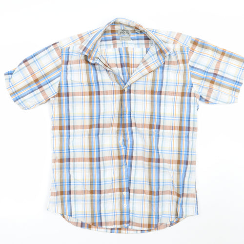 Peter England Mens Blue Check   Button-Up Size M