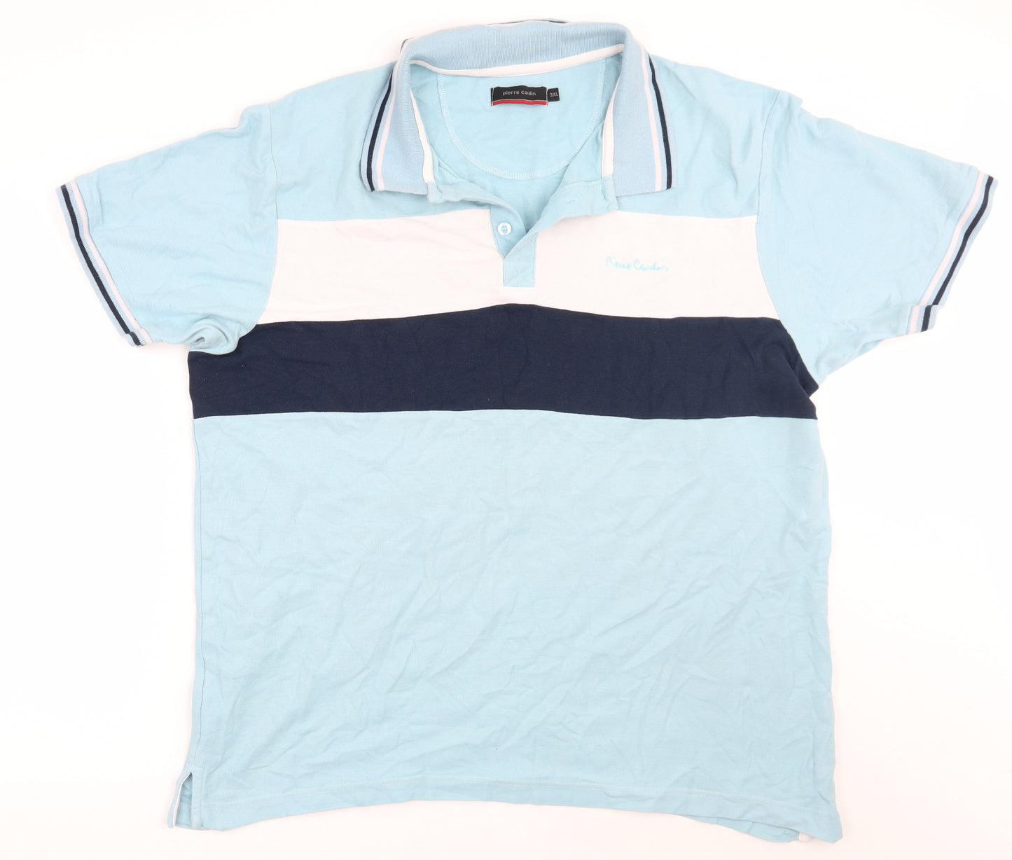 Piere cardin Mens Blue Striped   Polo Size 3XL