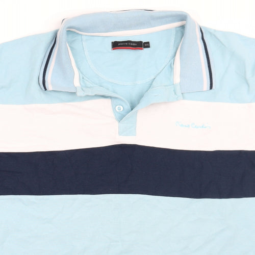 Piere cardin Mens Blue Striped   Polo Size 3XL