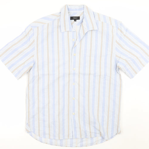 NEXT Mens White Striped   Button-Up Size M