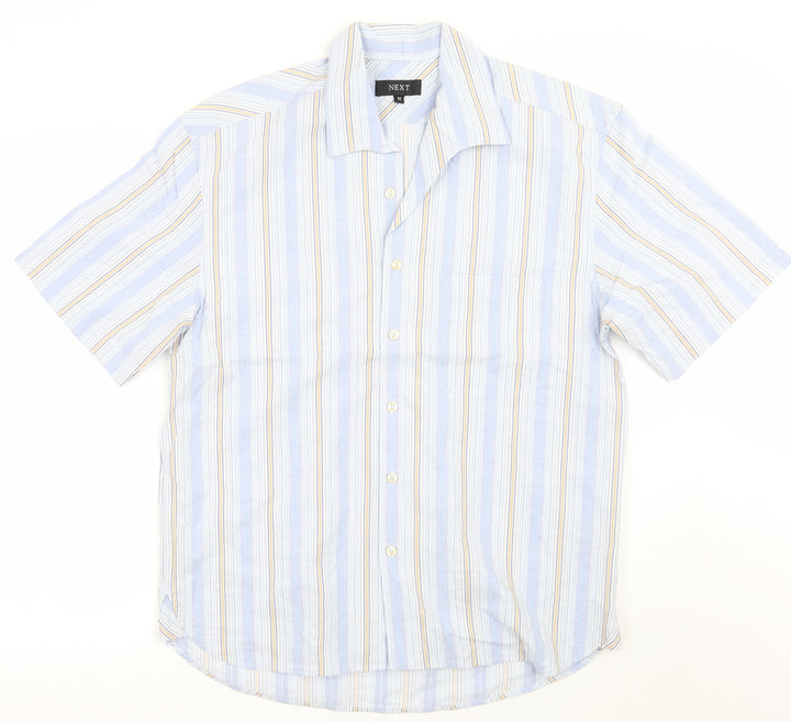 NEXT Mens White Striped Button-Up Size M