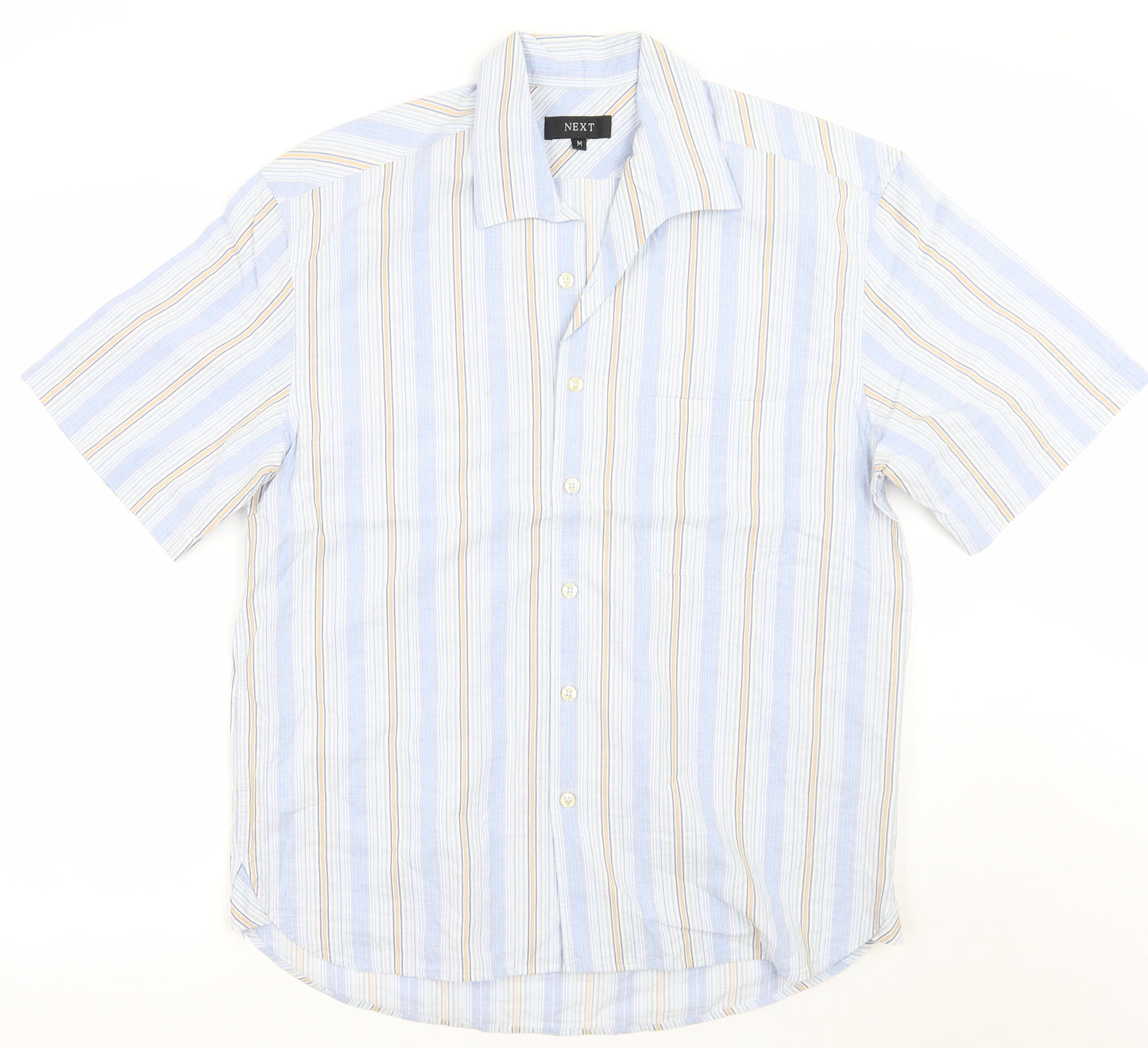 NEXT Mens White Striped   Button-Up Size M
